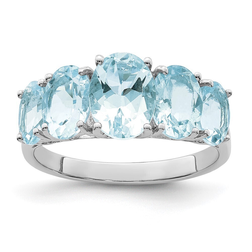 Kazi Luxury Sterling Silver Rhodium Aqua Ring